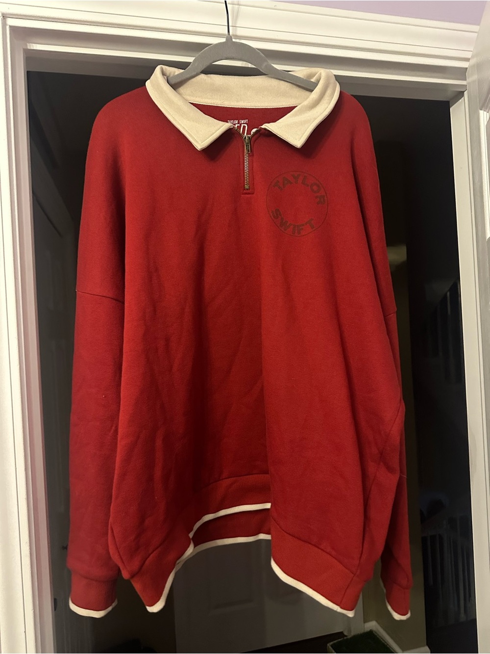 Taylor Swift Red All Too Well Red and Cream Zip-Up Sweater